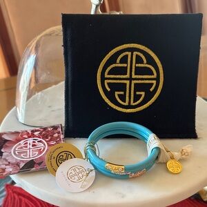 BuDhaGirl Turquoise Bangle Bracelet with Gold, Silver, Rose gold Accents.